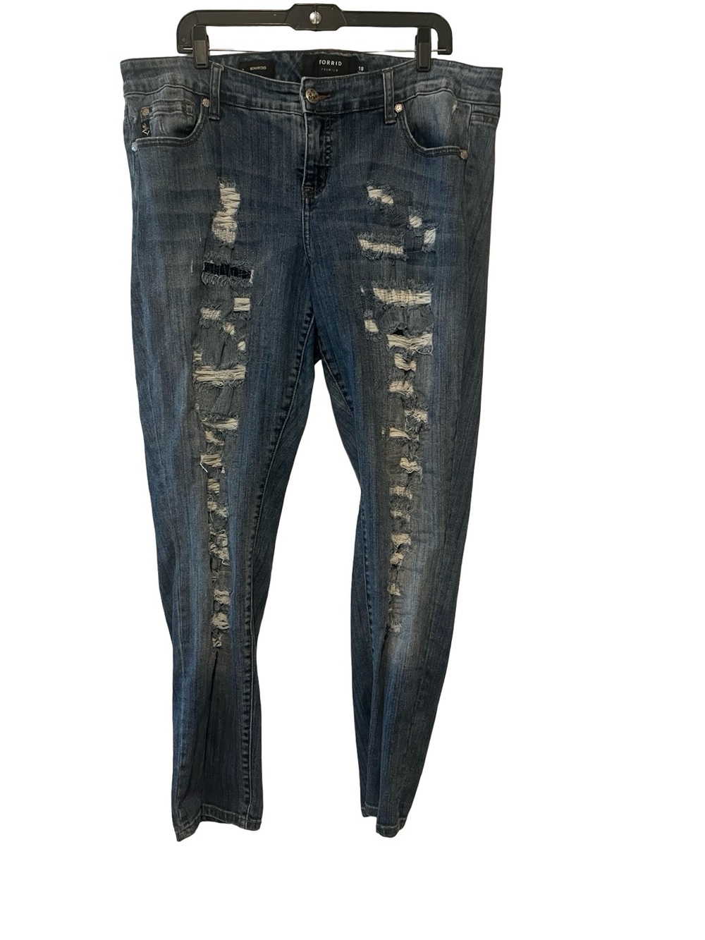 torrid Dark Blue boyfriend Skinny Jeans - Ripped Front Detail size 18